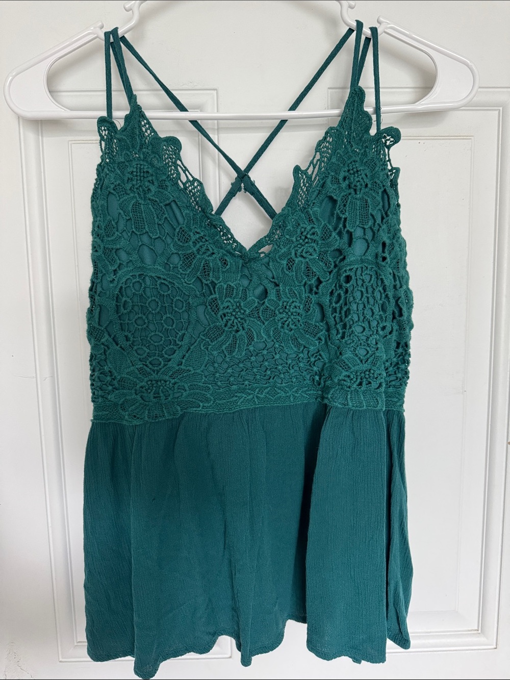 Maurices Teal Crochet Lace Slip Camisole
